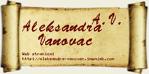 Aleksandra Vanovac vizit kartica